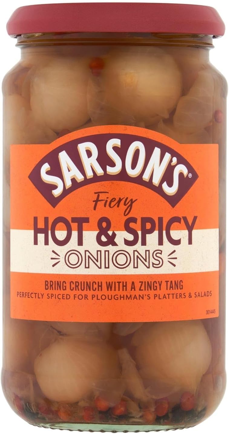 Sarsons Hot And Spicy Silverskin Onions 460g (Pack of 1)