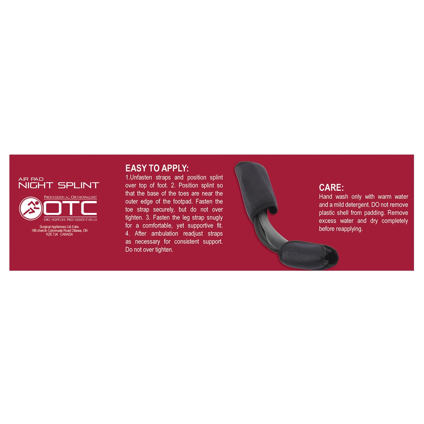 OTC Night Splint, Low-Profile, Airform Pads, Medium