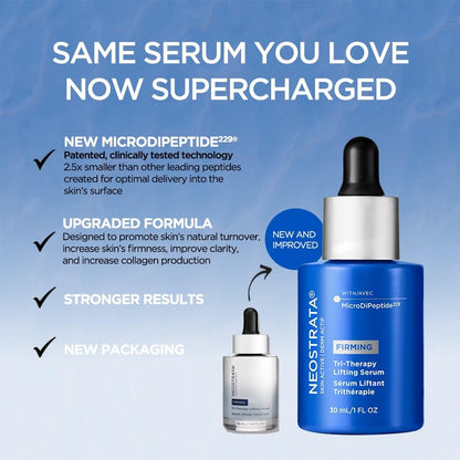 NEOSTRATA Tri-Therapy Lifting Serum, New & Improved Formula, 3D Volumizer, Lifting and Firming Antiaging Serum with Hyaluronic Acid Oil-Free Fragrance-Free, 1 fl. oz.