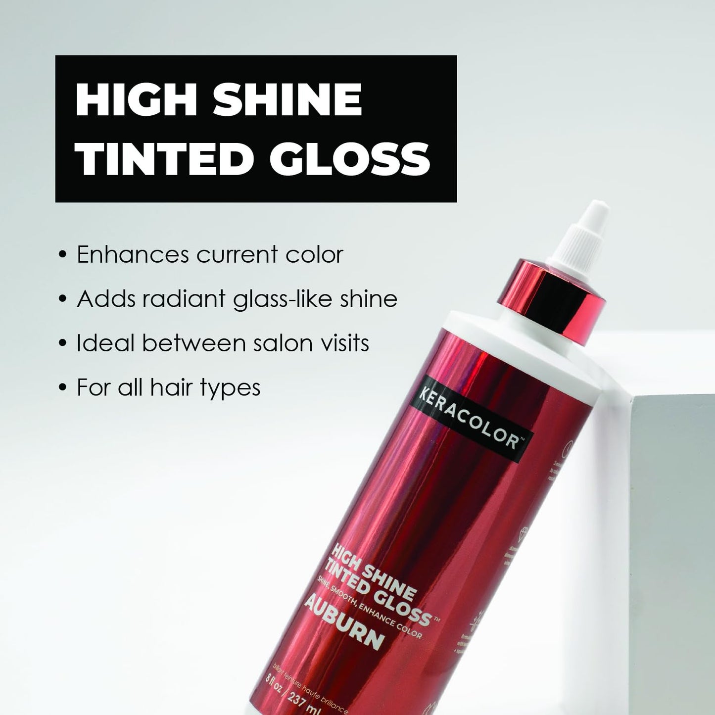 Keracolor High Shine Tinted Hair Gloss, In-Shower Hair Glaze, Sheer Color-Enhancing Glossing Treatment, Auburn, 8 Fl Oz