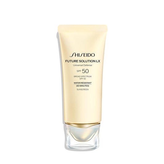 Shiseido Future Solution LX Universal Defense SPF 50 - Anti-Aging Hydrating Face Sunscreen Cream - Dewy, Radiant Finish - Non Greasy & Non-Comedogenic - 50 mL