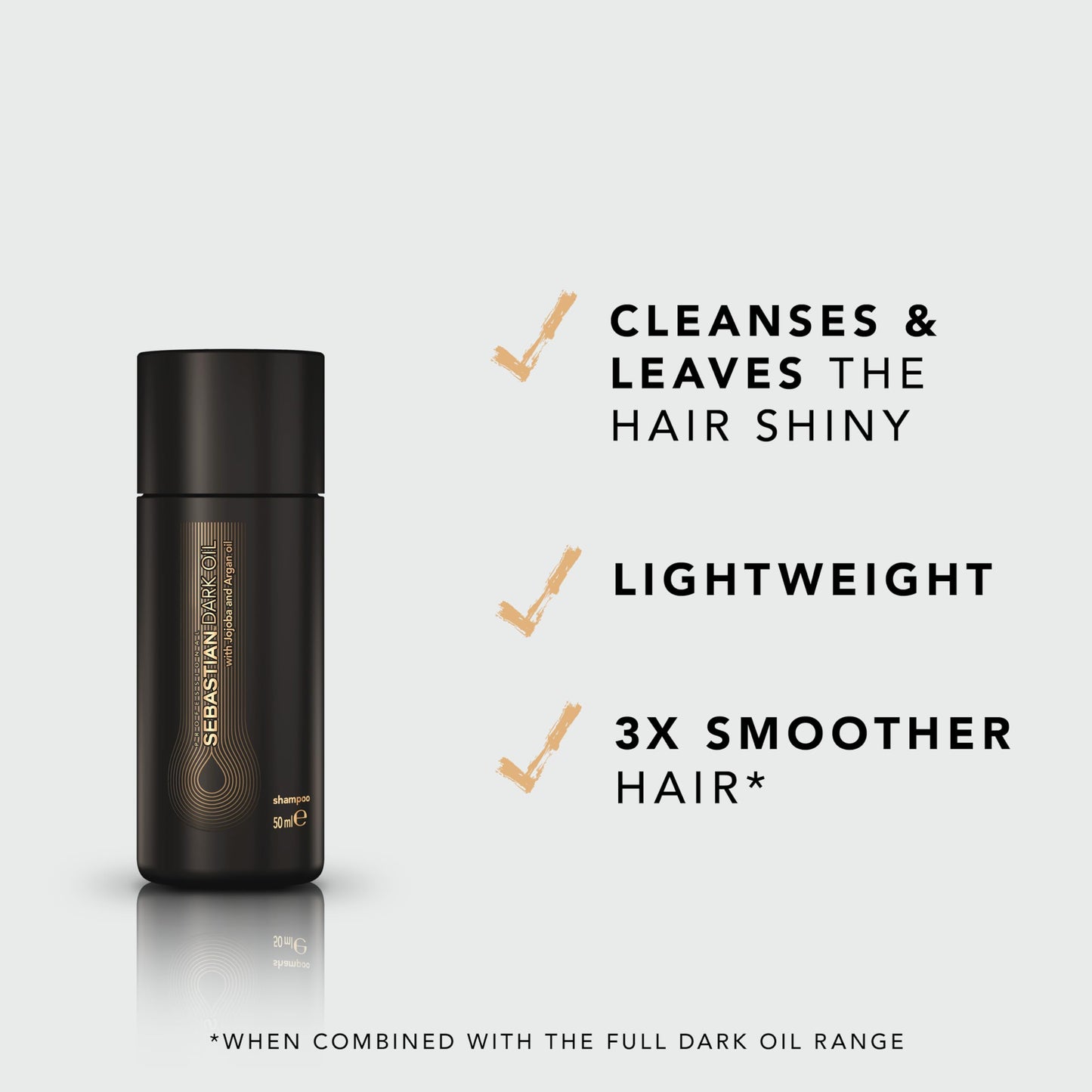 Sebastian Professional Dark Oil Lightweight Shampoo | Infused with Jojoba & Argan Oil for Silky, Smooth Hair