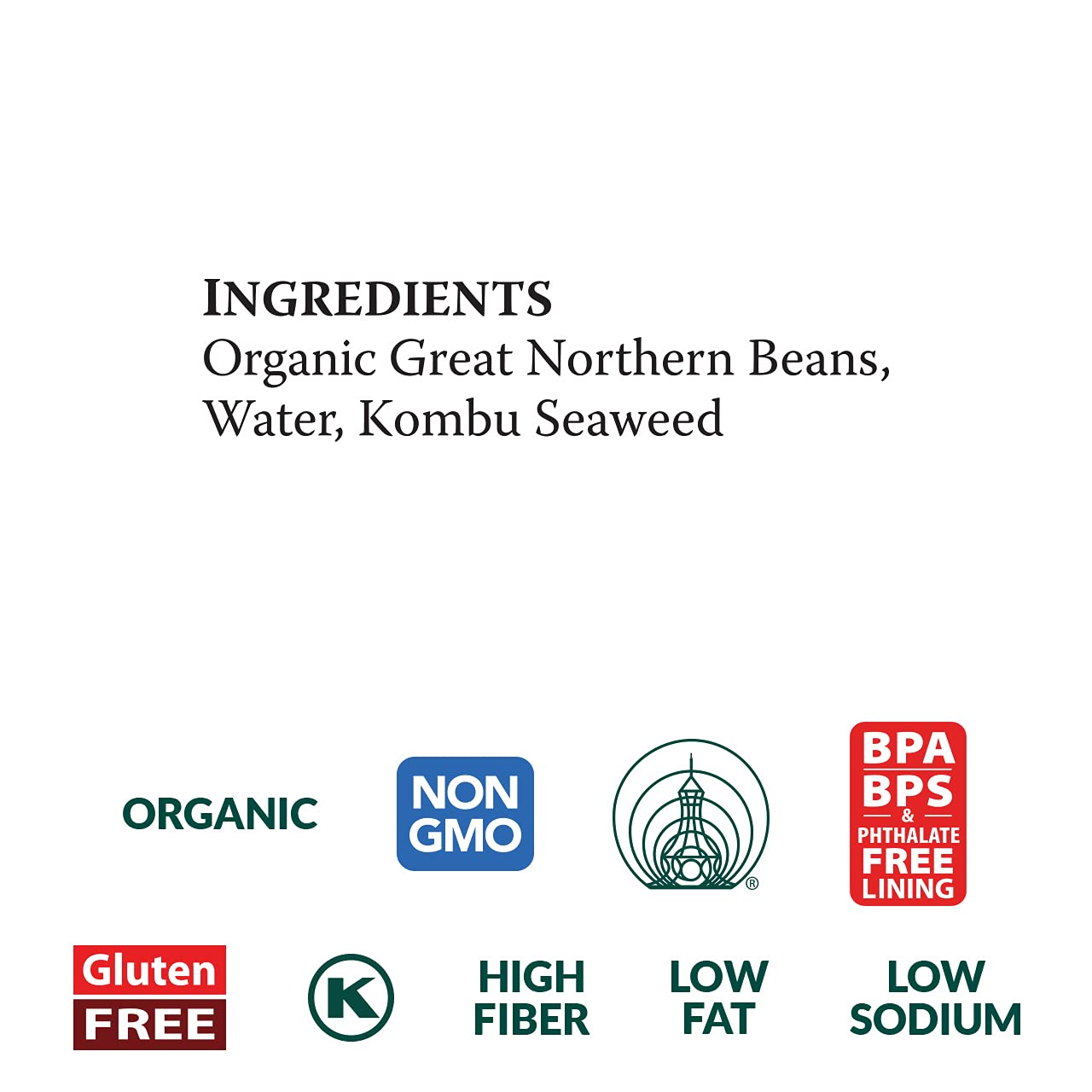 Eden Organic Great Northern Beans, 15 oz Can, No Salt, Non-GMO, Gluten Free, Vegan, Kosher, U.S. Grown, Heat and Serve, Macrobiotic, Similar to Cannellini, Smoother