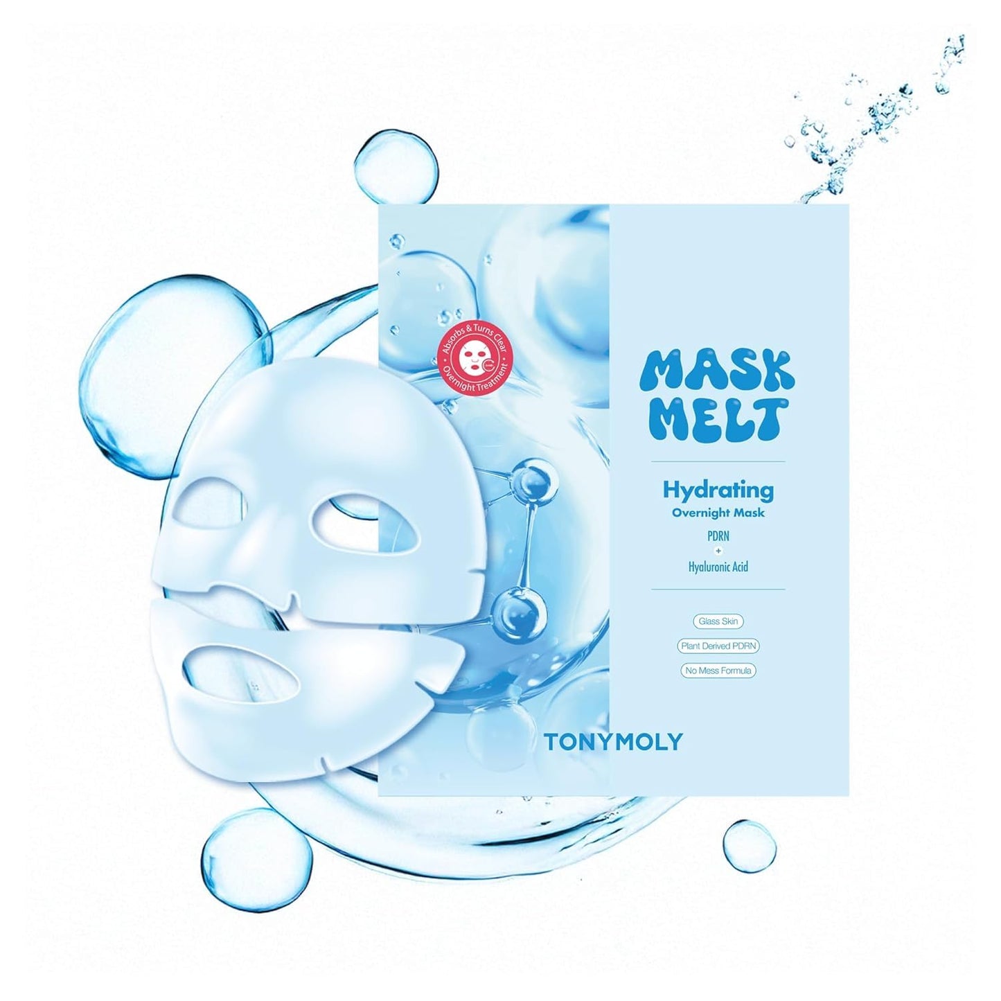 TONYMOLY Mask Melt Brightening Hydrogel Overnight Face Mask, Vitamin C and Rice Essence, 1 Sheet
