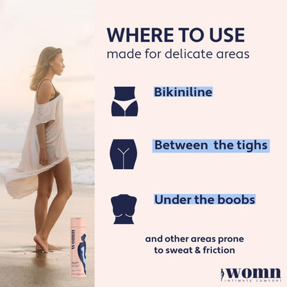 womn Intimate Comfort Dry & Fresh Powder – Talc-Free Body Powder for Sensitive Skin. Natural Moisture & Anti-Chafe Protection with Soothing Oat, 3.5 Oz