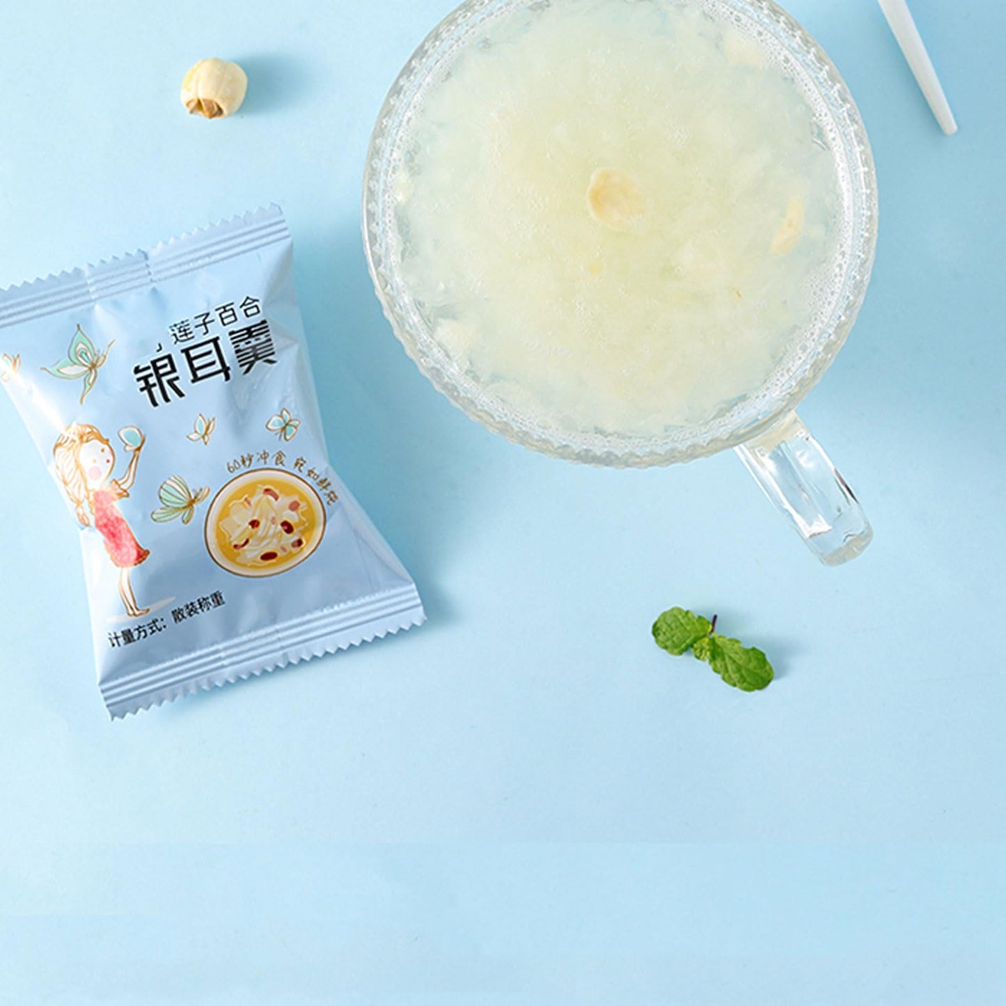 white fungus Starch Soup Powder 5.29 oz/150g (15g * 10 bags/bag) Freeze dried Tremella soup, instant breakfast Congee, Chinese Dessert breakfast drink