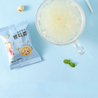 white fungus Starch Soup Powder 5.29 oz/150g (15g * 10 bags/bag) Freeze dried Tremella soup, instant breakfast Congee, Chinese Dessert breakfast drink
