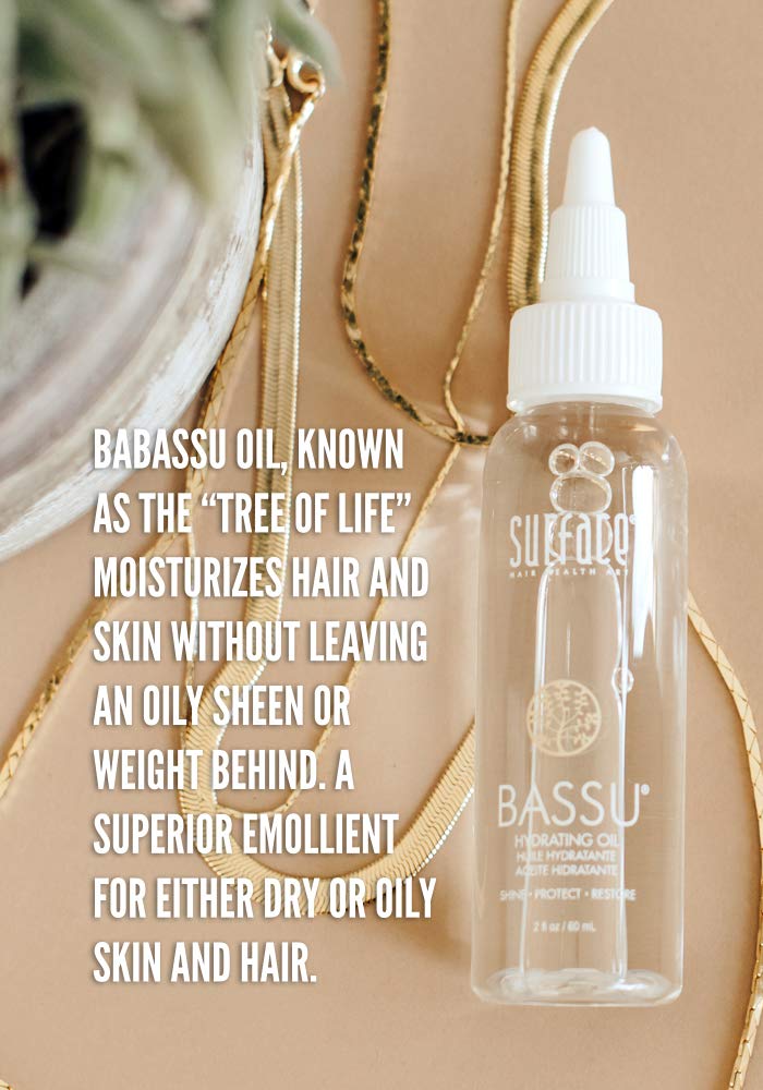 Surface Hair - Bassu Hydrating Oil - Hair Oil with Flax Seed, and Aloe Vera, Moisturize and Hydrate Repair Damaged Hair, Color Safe, 2 Fl Oz