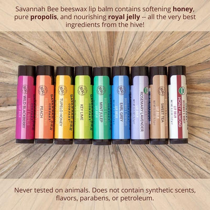 Savannah Bee Company Natural - Tupelo Honey Beeswax Lip Balm, 0.15-Ounce (Pack of 4)