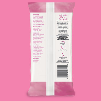 Summer's Eve Simply Sensitive Feminine Wipes, Gentle pH-Balanced Micellar Water Based Formula Helps Control Vaginal Odor, Resealable Pack, 32 Wipes, Pack of 4