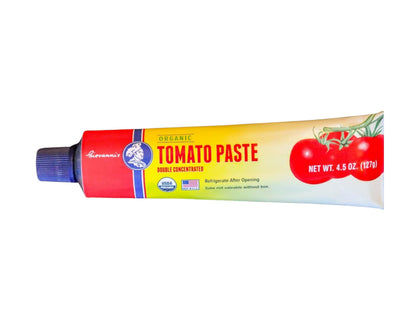 Giovanni’s Organic Double Concentrated Tomato Paste – Single (4.5 oz Tube) | Made in the USA with Vine-Ripened California Tomatoes, Non-GMO, No Additives, Rich Flavor