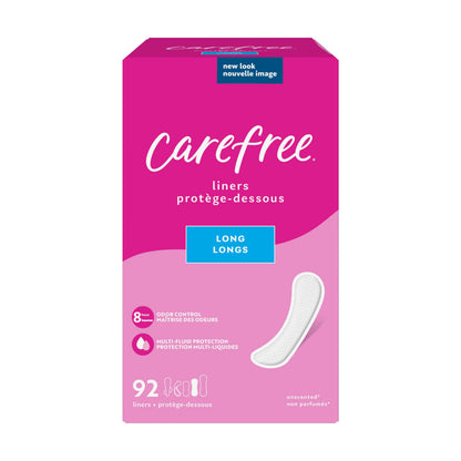 Carefree Panty Liners, Regular Liners, Unwrapped, Unscented, 120ct (Packaging May Vary) & Panty Liners, Long Liners, Unwrapped, Unscented, 92ct (Packaging May Vary)