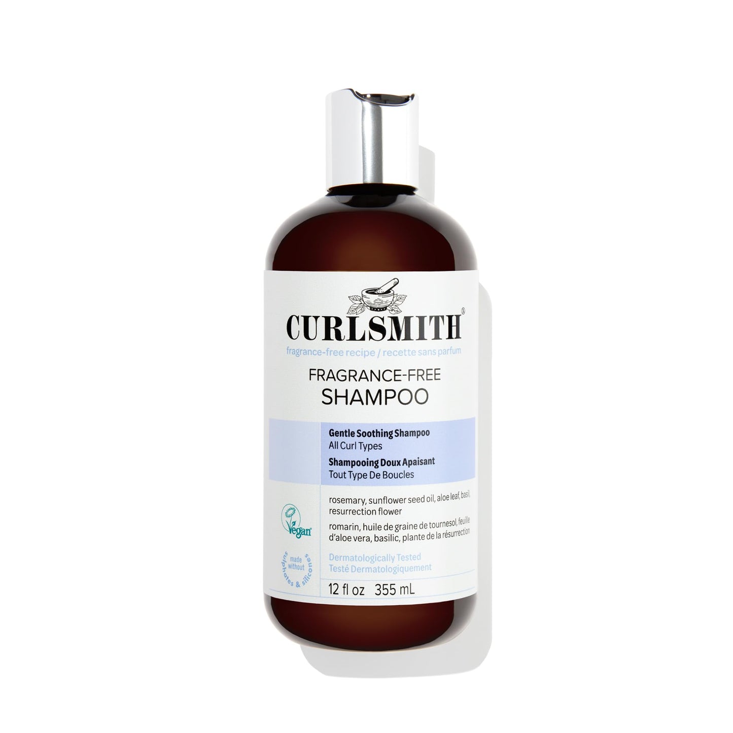 CURLSMITH Fragrance-Free Shampoo - Gently Cleanses Hair, Leaves Curls Feeling Silky and Moisturized (12 oz)