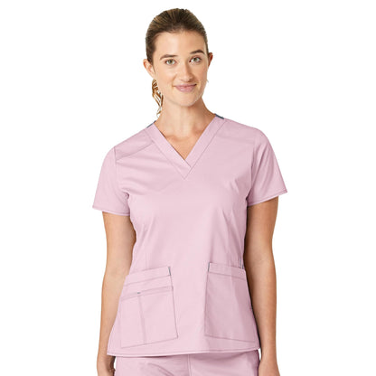 WonderWink Women's WonderFlex Verity V-Neck Top, Rose Blush, XL
