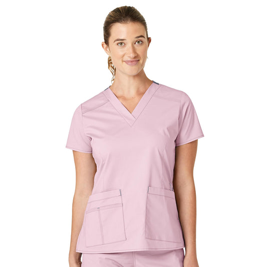 WonderWink Women's WonderFlex Verity V-Neck Top, Rose Blush, XL