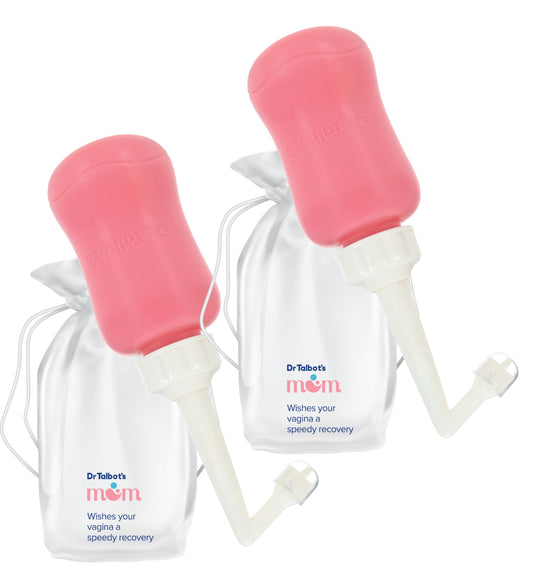 Dr. Talbot's Mom Postpartum Peri Bottle with Carry Bag - (2 Pack) 12.2 fl oz - Silicone Perineal Spray Bottle for Mothers