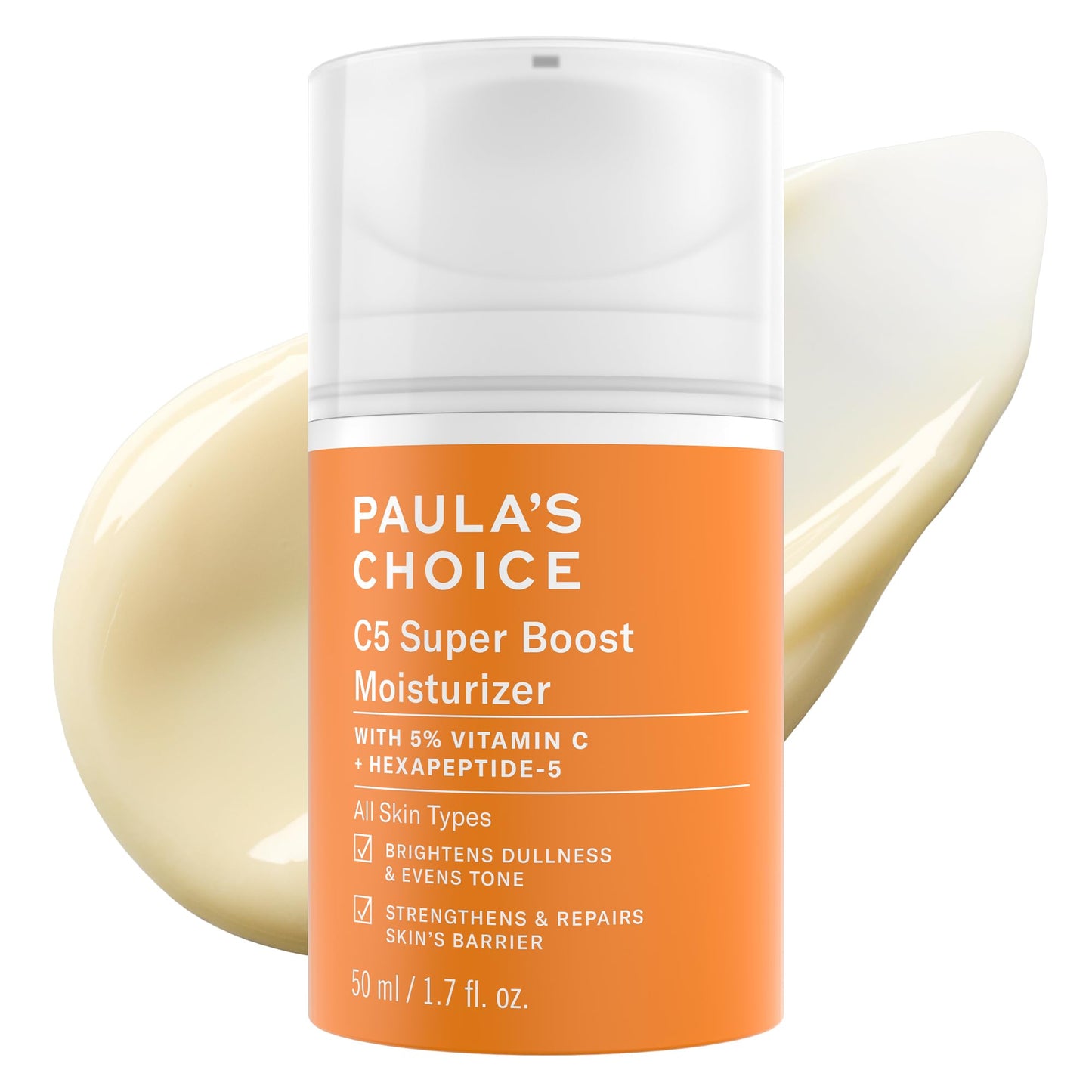 Paula's Choice C5 Super Boost Face Moisturizer with 5% Vitamin C & Squalane, Daily Face Lotion for Discoloration, Uneven Tone, Fine Lines & Breakout-Prone Skin, Fragrance-Free