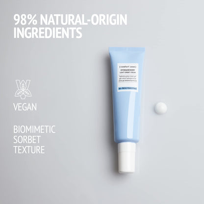 Hydramemory Light Sorbet Cream, Hydrating Face Gel, Non Greasy, Climate Adaptive, Immediate Glow, Softens, Vegan, Prickly Pear, Hyaluronic Acid, Combination Skin, Daily, 2.03 Fl Oz