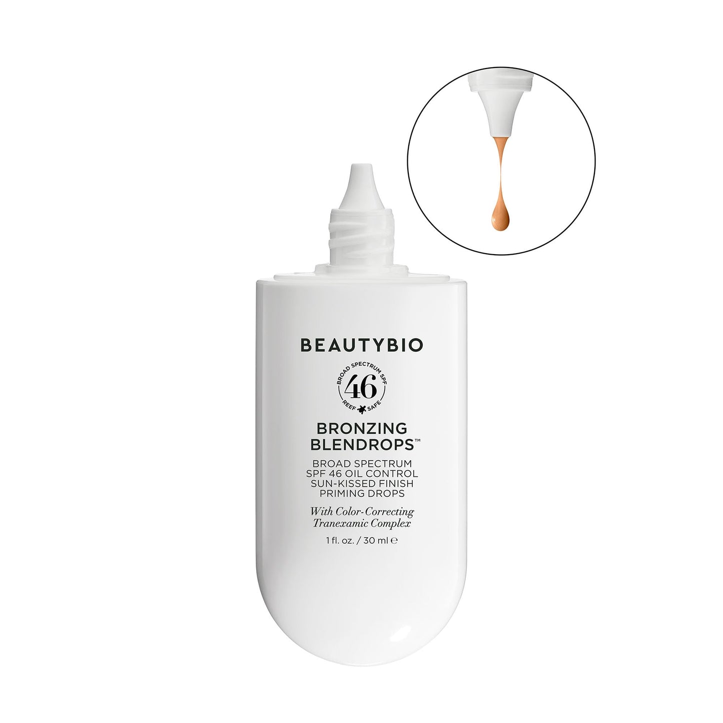 BeautyBio BLENDROPS. Broad Spectrum SPF 46 Oil-Control Priming Drops With Color-Correcting Tranexamic Complex