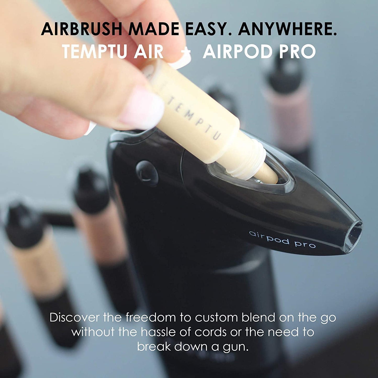 TEMPTU Airpod Pro - Reusable, Refillable, Makeup Cartridge For Custom Blending & Mixing Colors – Premium, Professional Airbrush Makeup Accessories - Professional Airbrush Equipment