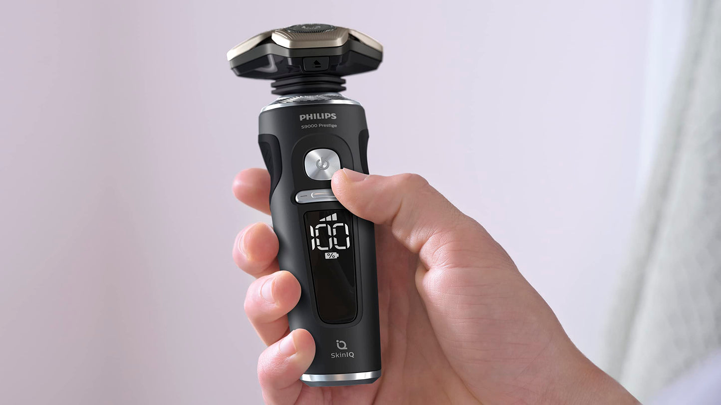 Philips Shaver Razor Series 9000 Prestige, Wet and Dry Electric Shaver, Lift & Cut Shaving System, SenseIQ Technology, Precision Trimmer, Cleaning Pod, Premium Case, Black Matte, Model SP984