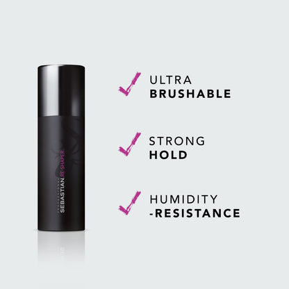 Sebastian Professional Re-Shaper Hairspray | Humidity Resistant-Strong Hold | Brushable, Firm Styling Control | For Medium to Heavy Textures | For All Hair Types