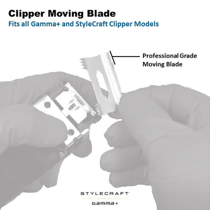 GAMMA+ Hair Clipper Fixed Moving Blade Replacement Black Diamond Carbon DLC and Gold Titanium