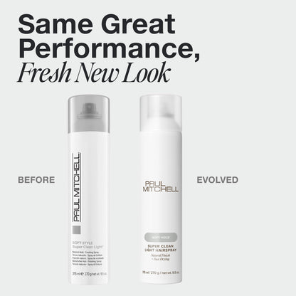 Paul Mitchell Super Clean Light Hairspray, Fast Drying, Soft Hold + Natural Finish, For Fine Hair, 9.5 oz