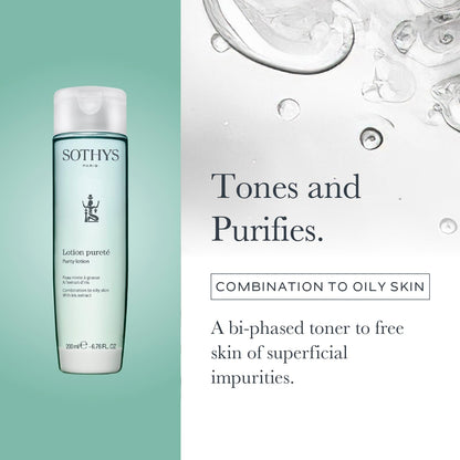 SOTHYS Purity Lotion | Bi-Phased Oil Lotion Cleanser, Acne Reducing Moisturizer |Toner for Combination to Oily Skin