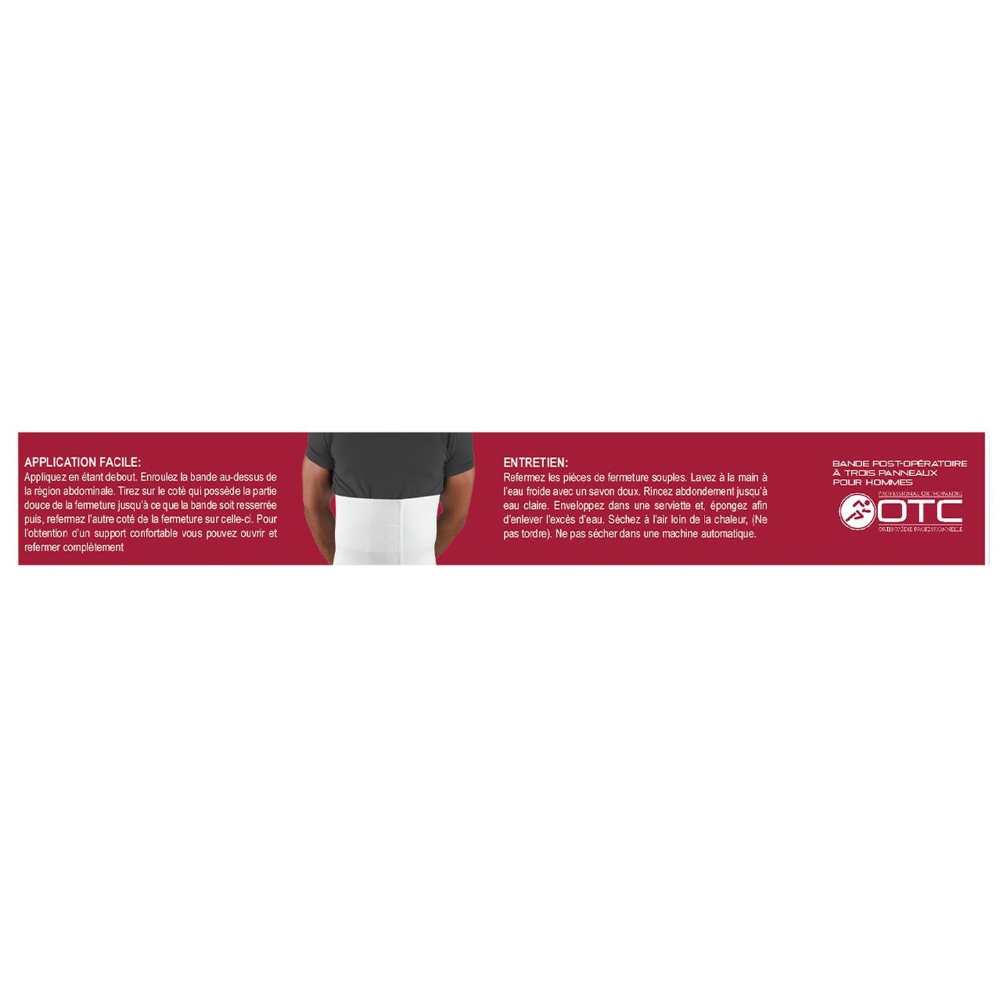 OTC Abdominal Binder for Men, Three-Panel Body, 9-Inch Elastic