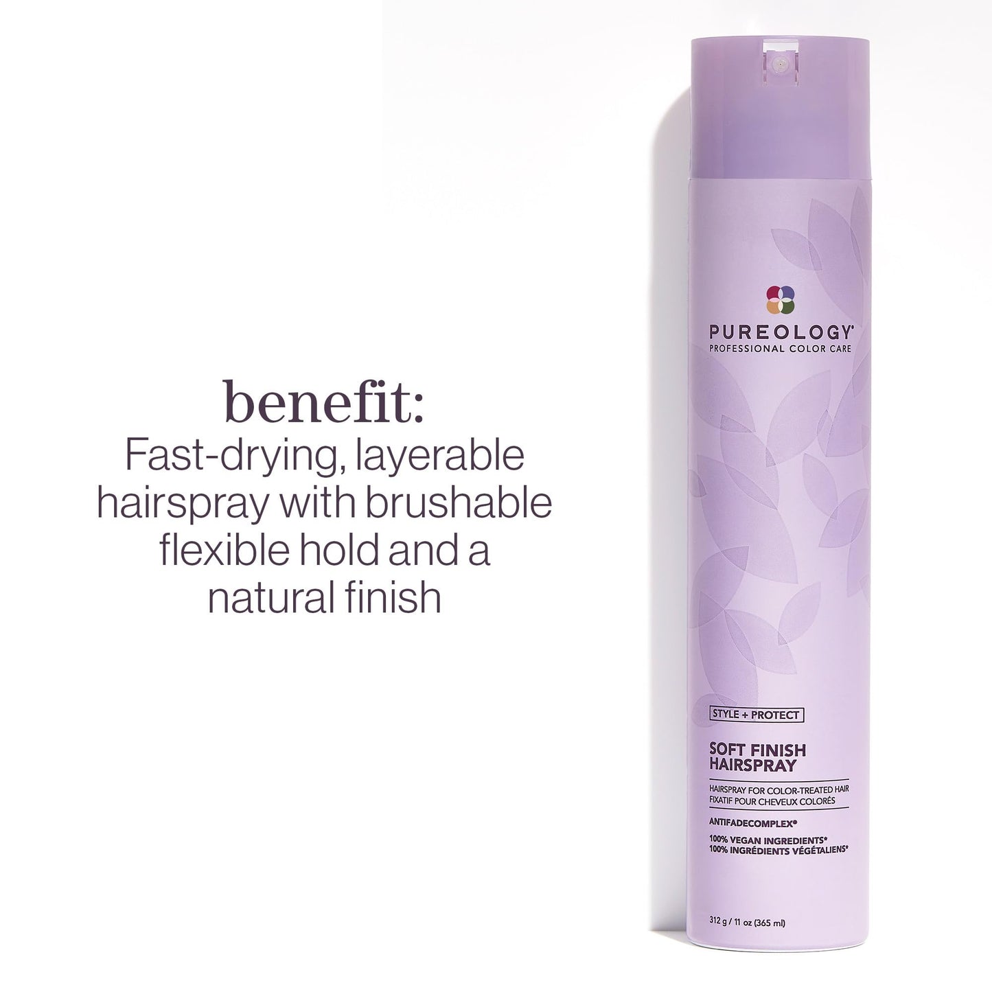 Pureology Style + Protect Soft Finish Hairspray For Color-Treated Hair - Provides Flexible Hold and Protects Color, Silicone-Free & Vegan