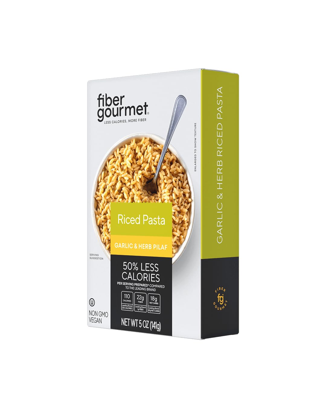 New Fiber Gourmet Pasta – Garlic & Herb Pilaf Riced Pasta– Fiber-Rich, Low Calorie, Healthy Pasta – Made in Italy, Kosher, Non-GMO and Has Zero Artificial Colors or Flavoring – 5 Oz (Pack of 1)