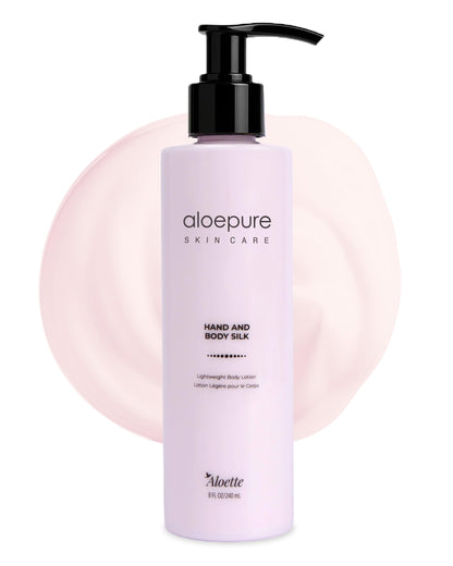 Aloette Hand & Body Silk Lotion - Lightweight & Gentle Moisturizer Body Lotion for Women & Men - Floral Scent Hydrating Skin Care with Aloe Vera Extract for Soft & Smooth Skin - 8 Fl Oz