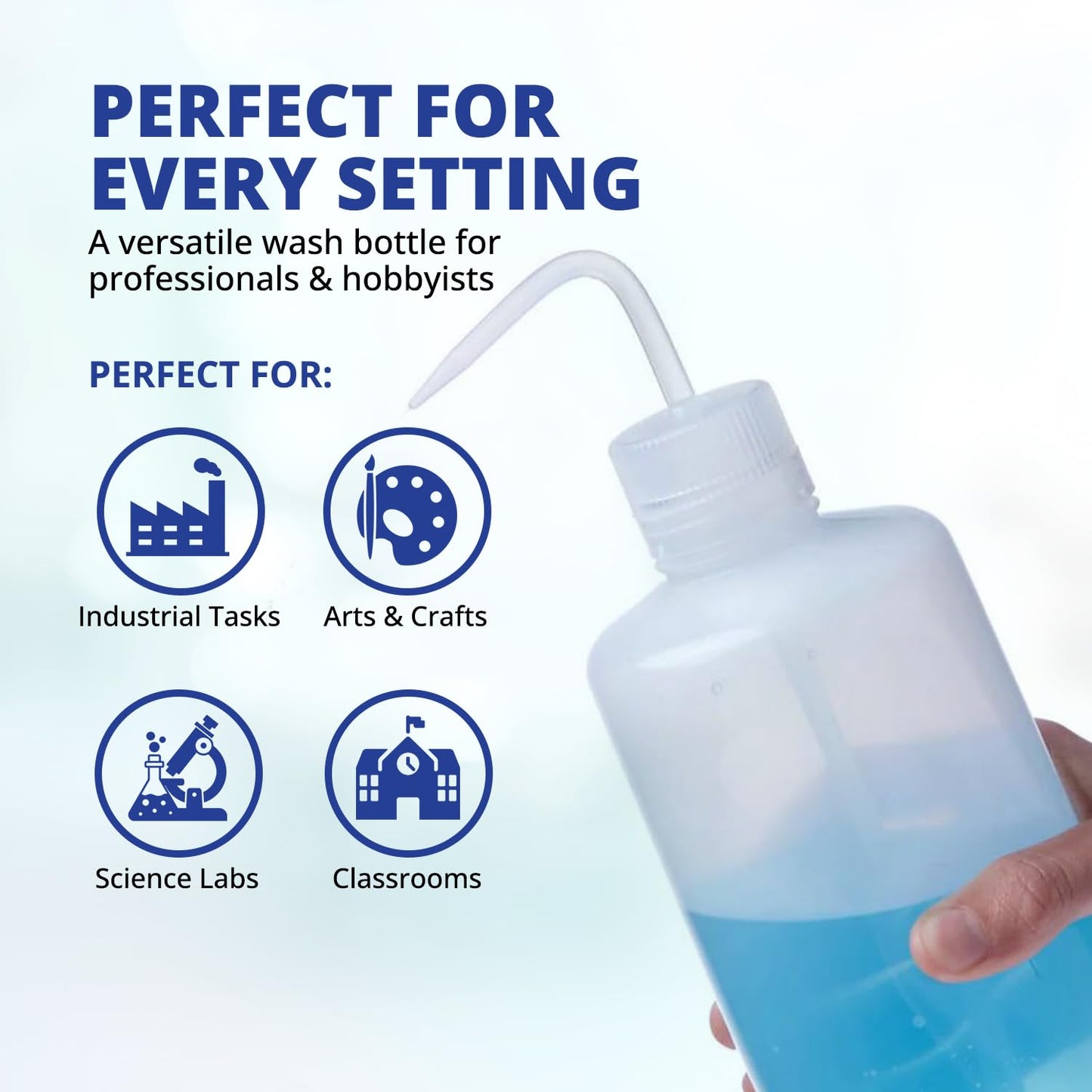 United Scientific™ UniSafe™ 125mL (4oz) Vented Wash Bottle - Leakproof LDPE Narrow Mouth Squeeze Bottle for Lab, Cleaning, Acetone, Deionized Water, Tattoo Cleaning Supplies (1 Pack)