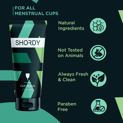 SHORDY Menstrual Cup Wash – pH Balanced Unscented Feminine Care Cleanser for Silicone Cups & Period Discs – 4oz Travel Size