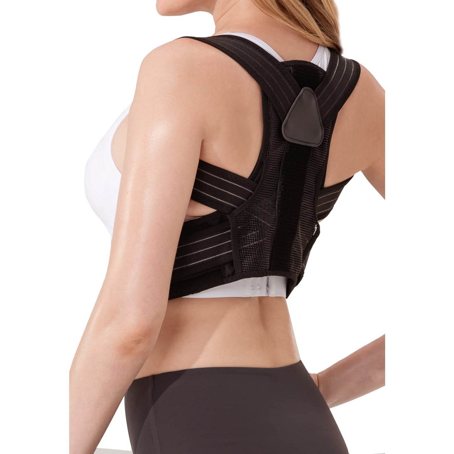 Portzon Back Brace Posture Corrector for Men and Women, Adjustable Breathable Support Pain Relief for Neck, Shoulders