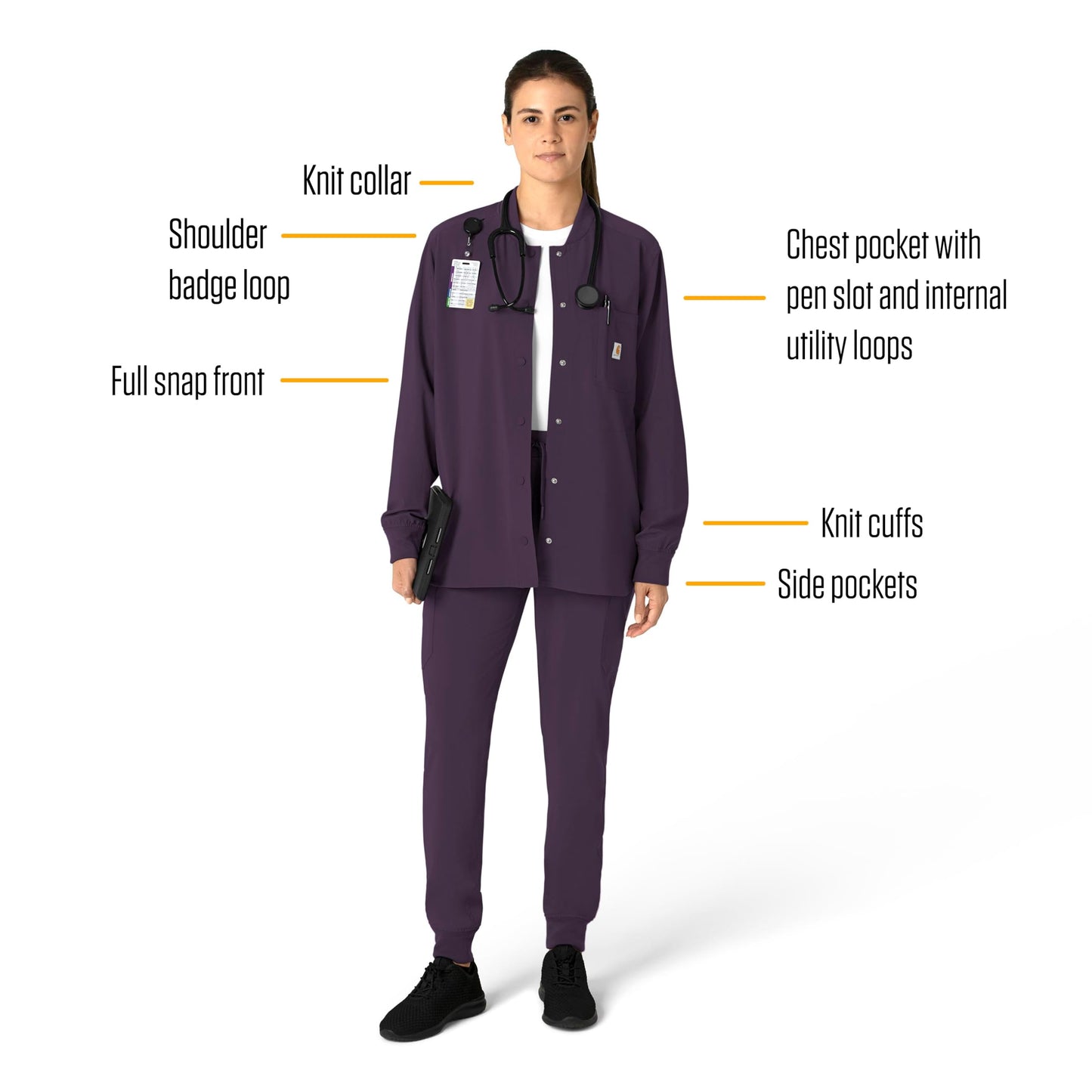 Carhartt Force Cross-Flex Women's Shirt Jacket - Black Plum, 3X