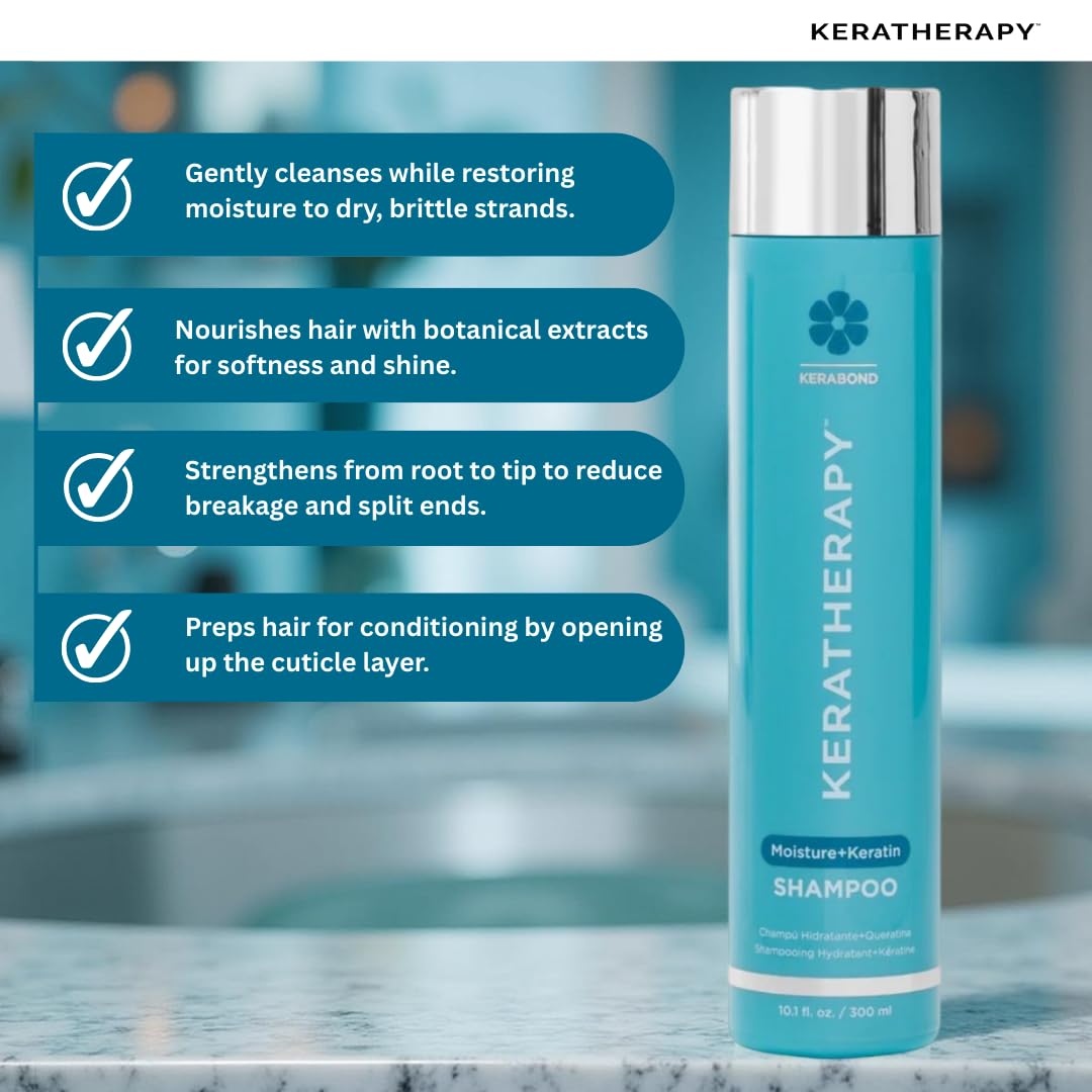 Keratherapy Keratin Infused Moisture Shampoo, 10.1 fl. oz., 300 ml - Anti Frizz Moisture Shampoo for Oily Scalp and Dry Ends - Kerabond Technology, Aloe Vera, & Willow Bark
