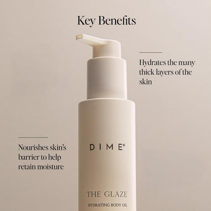 DIME Beauty Glaze Body Oil, Hydrating, Non-Greasy Massage Oil, Argan and Jojoba Oil for Skin, Bath Oil for All Over Body Glow, 4 oz / 120 ml