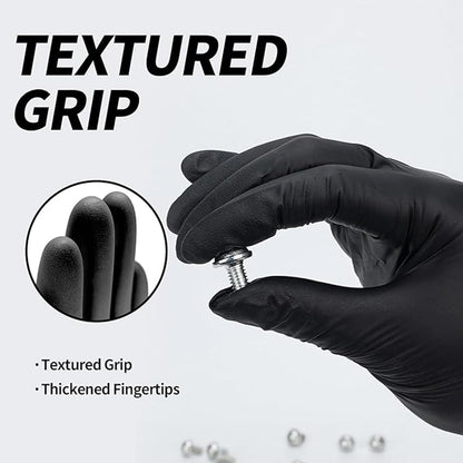 Basic Vinyl Exam Gloves- 4 mil Safty Glove Latex-Free & Powder-Free, SGBE 8001 Synmax Disposable Medical Glove Small (Case of 1000, Black)