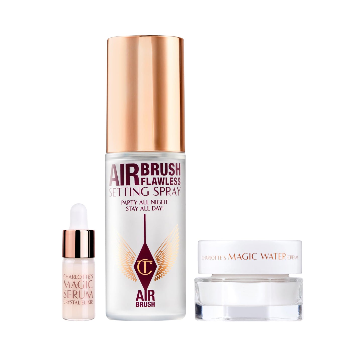 Charlotte Tilbury x Genshin Impact Starfell Treasure - Travel Size Skincare Kit - Magic Water Cream, Crystal Elixir, Setting Spray, Compact Mirror & Genshin Accessories - Pouch Included (6 Count)