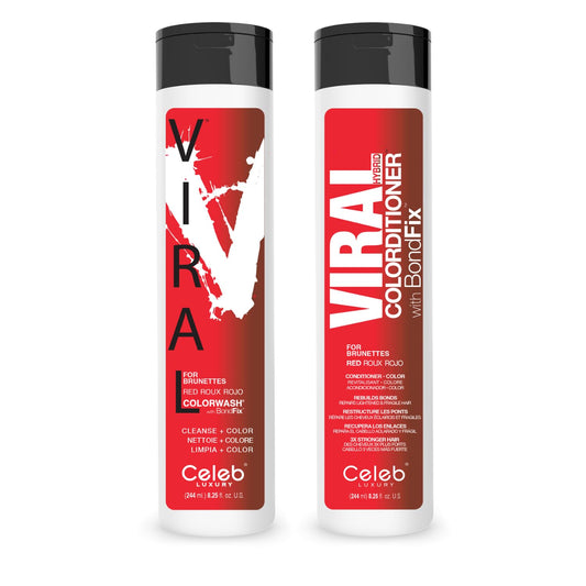 Celeb Luxury Intense Color Depositing Colorwash Shampoo + BondFix Rebuilder, Vegan Hair Dye, Sustainably Sourced Plant Based, Semi Permanent Hair Color, Viral and Gem Lites Duos