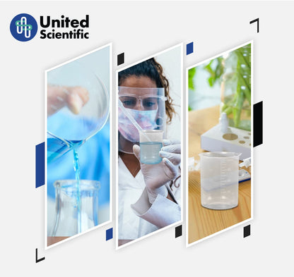 United Scientific™ BP0250 Plastic Beaker, 250mL (8oz) - Polypropylene Plastic - Molded Graduations, Tapered Spout - Pack of 6