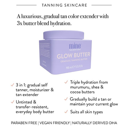 MineTan Self Tanner Body Lotion | Daily Gradual Butter - Best Moisturizing Untinted Sunless Tanning Cream To Build a Deep Dark Bronze Or Extend a Natural Golden Tan, No Fake Smell, 7 Fl Oz