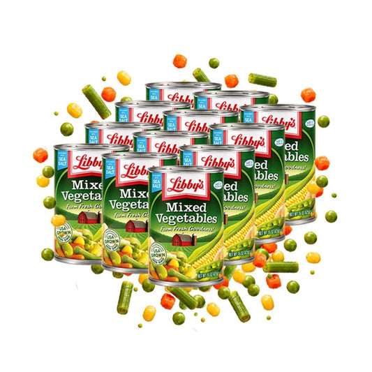 Libby's Mixed Vegetables | Delicious Vegetable Favorites | Colorful Carrots, Potatoes, Peas, Corn, Green Beans, Celery, Lima Beans | Seasoned with Sea Salt | Grown & Made in USA | 15 oz (Pack of 12)