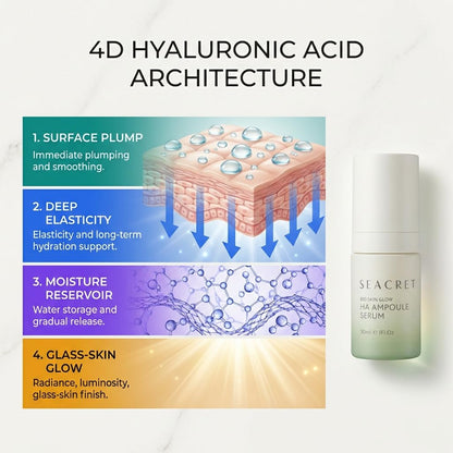 SEACRET Minerals Bio Skin Glow Face Serum, Hyaluronic Acid Serum for Face, Ampoule, 1 Fl Oz / 30 ml