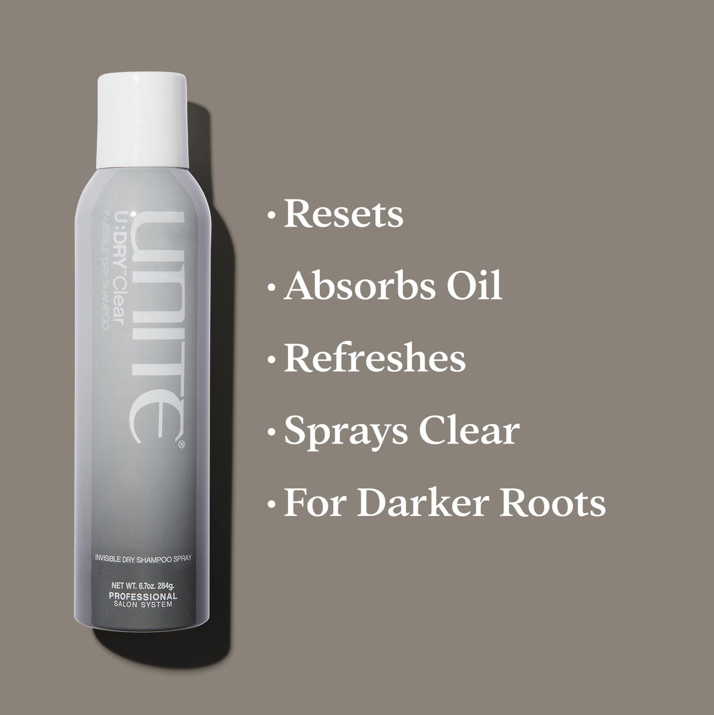 UNITE Hair – U:DRY Clear – Invisible Dry Shampoo to Absorb Oil, Neutralize Odor & Refresh Without Residue – Ideal for Darker Hair – 6.7 Oz