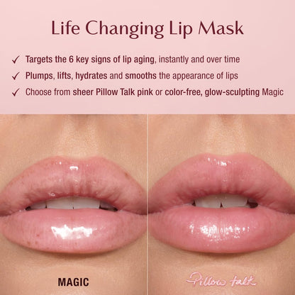 Charlotte Tilbury Life Changing Lip Mask - Multi-Purpose Plumping Mask to Smooth, Hydrate & Soften Dry Lips - Fragrance-Free with a Clear, Glassy Finish