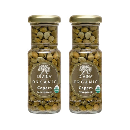 DIVINA Organic Capers, Non Pareil, 3.5 oz, (2-Pack)