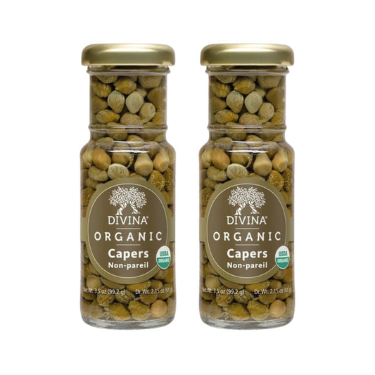 DIVINA Organic Capers, Non Pareil, 3.5 oz, (2-Pack)